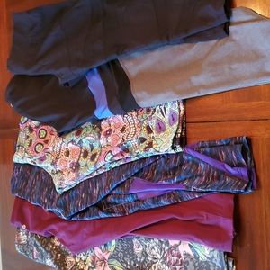 Lot of 6 pair workout leggings. Express, Bally, Marika